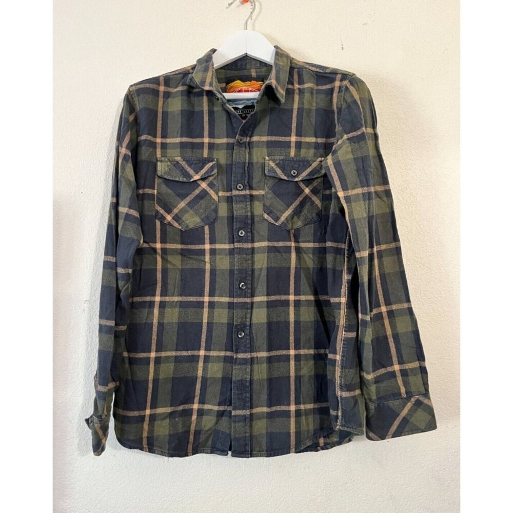 Empyre Surplus Co. Mens Button Up Plaid Shirt Large Green Long Sleeve Casual